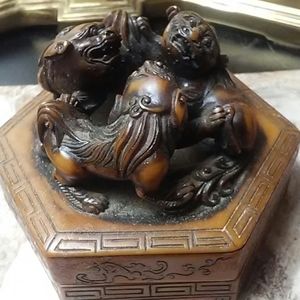 Antique Chinese Carved Stone Wax Seal Jar